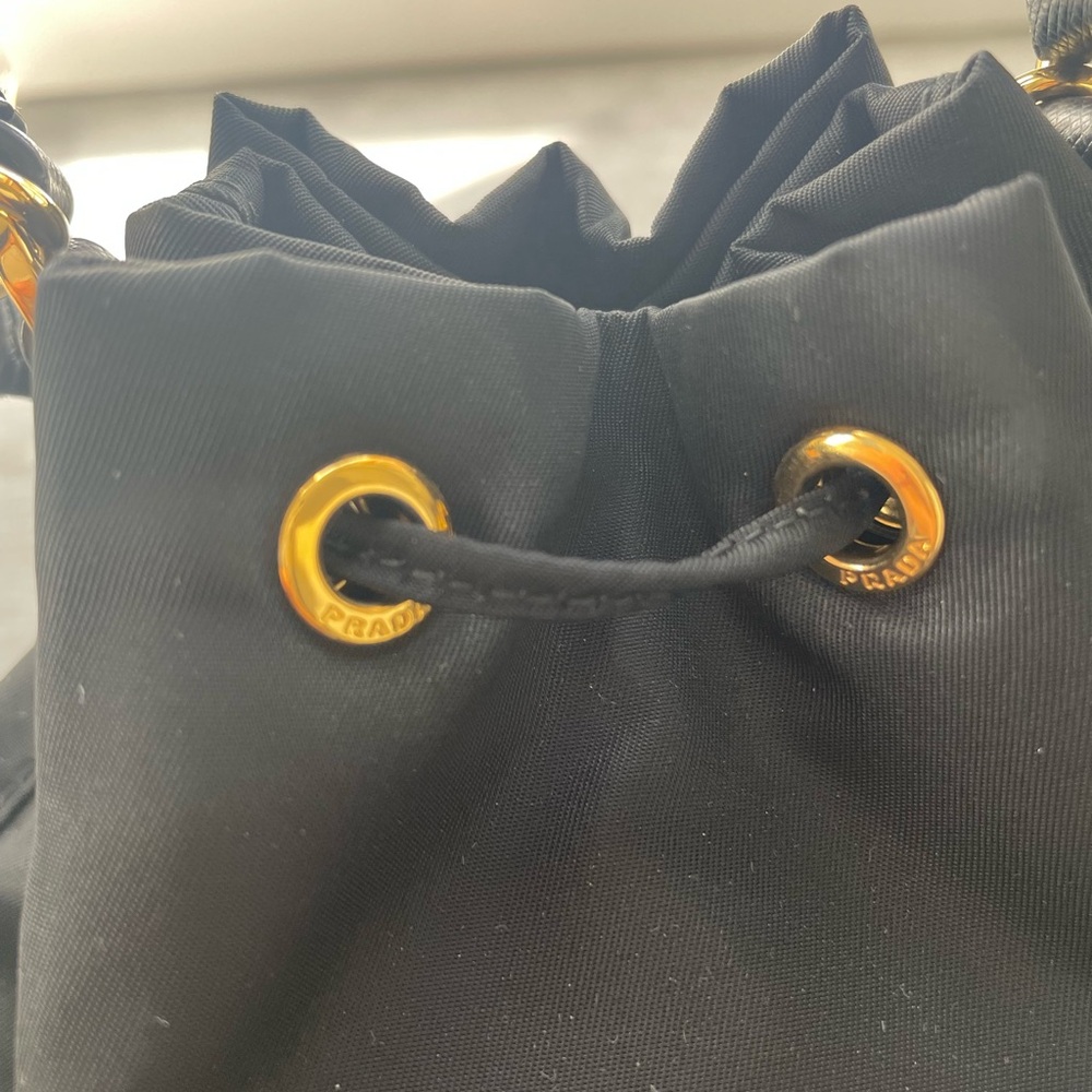 Prada Black Nylon Drawstring Mini Backpack with G… - image 9